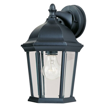 Maxim One Light Black Clear Glass Wall Lantern 1024BK